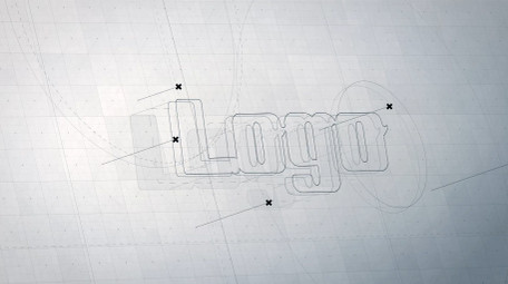 简洁线描草图结构三维logo片头AE模板