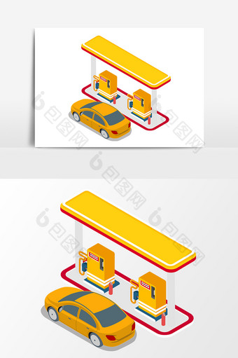 汽车加油站加油矢量素材图片