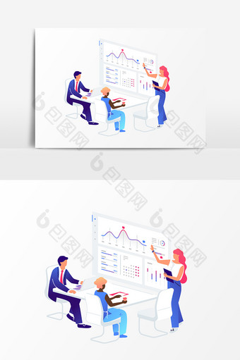 手绘卡通营销会议元素图片