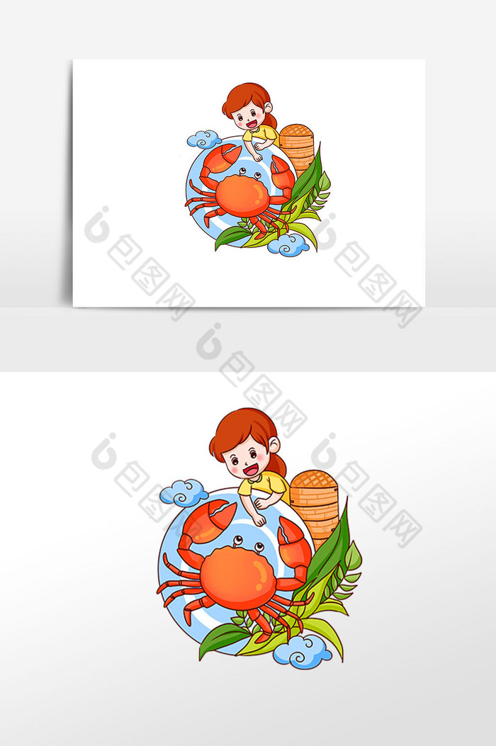 插画素材螃蟹舌尖上的美食手绘图片
