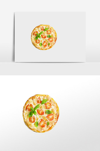 水彩手绘元素番茄芝士披萨图片