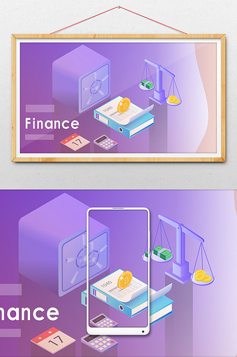 金融25D插画2.5D区块链金融插画图片
