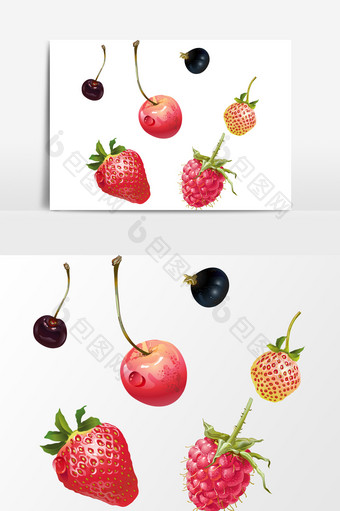 写实蔬果草莓元素素材图片