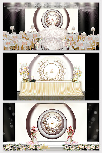 古典浪漫圆形花环设计婚礼场景模型图片