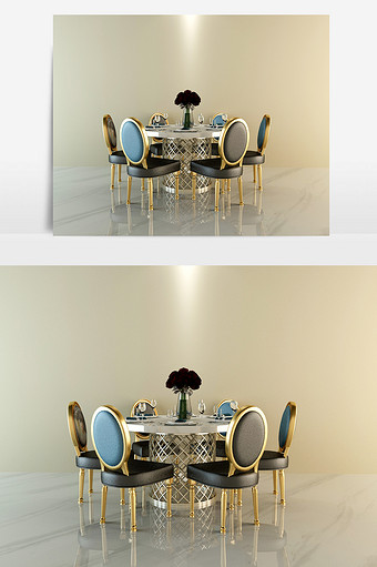 银色餐桌 金边黑色皮质餐椅 花瓶 红酒杯图片