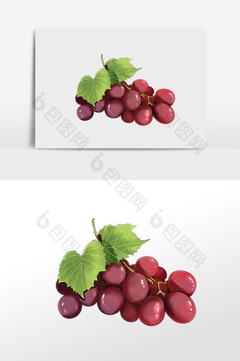 手绘节日水果葡萄插画元素图片