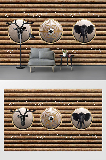 现代简约风木质背景壁挂装饰定制背景墙图片