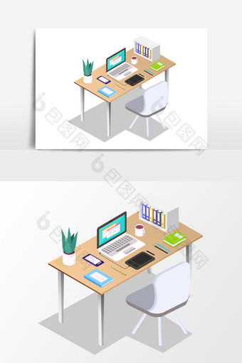 卡通清新办公桌元素图片