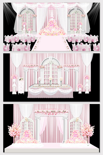 现代粉色唯美欧式教堂婚礼效果图图片