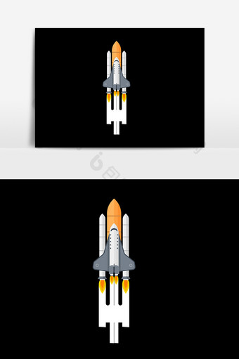 卡通升空的火箭PSD素材图片