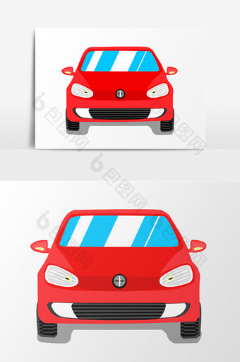卡通红色汽车元素图片