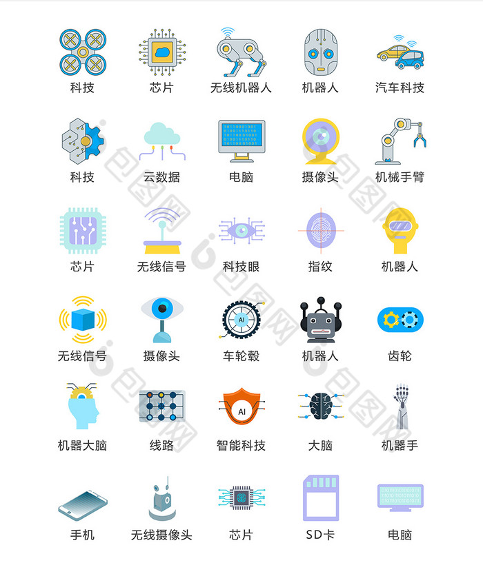 芯片科技图标矢量ui素材icon