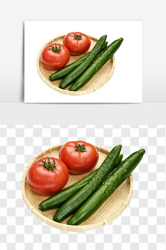 新鲜进口西红柿青瓜果蔬素材图片