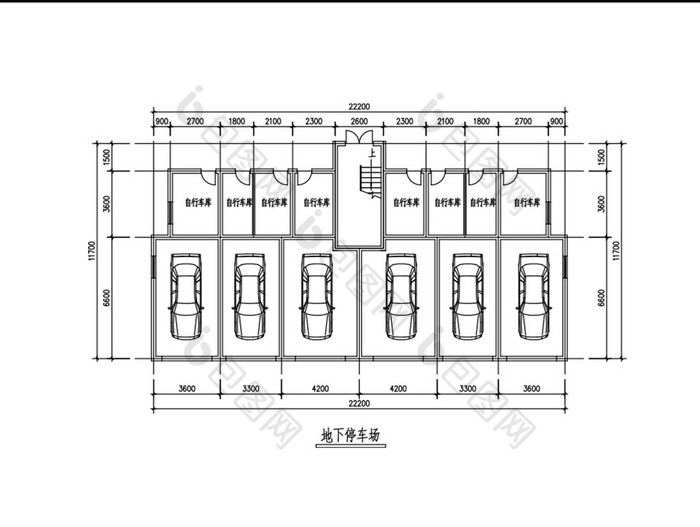 地下停车场平面图CAD图纸