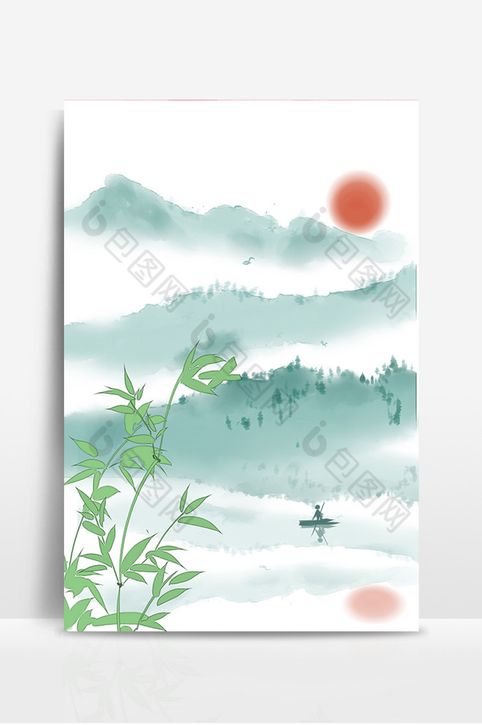 竹子插画背景展板背景图片