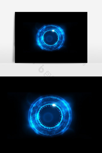 蓝色环形光效PSD素材图片