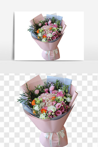 情人节绣球郁金香玫瑰花花束元素图片
