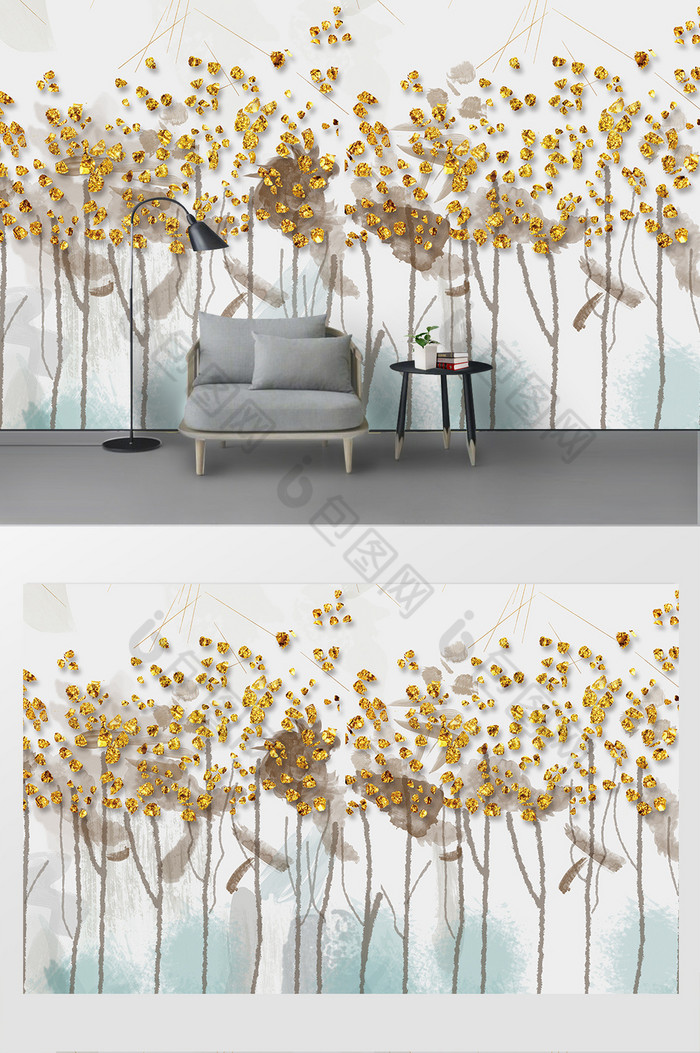 热带植物北欧背景墙几何背景墙图片