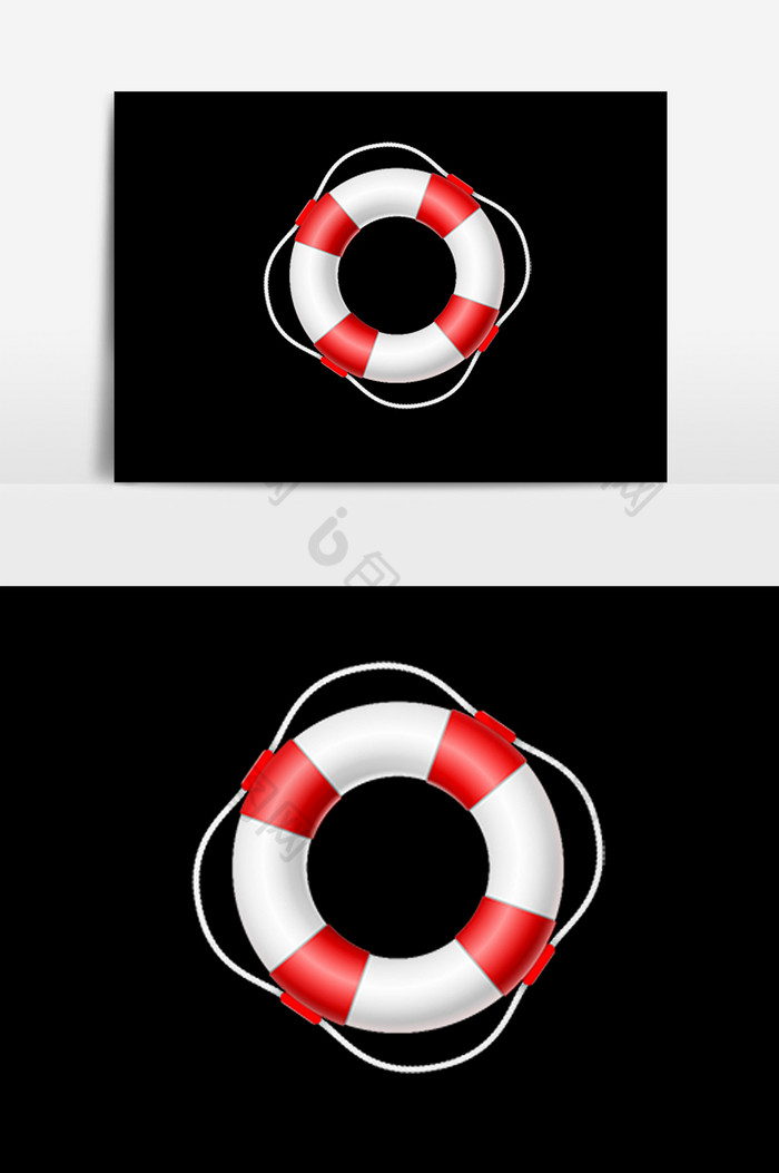 带绳子的红白相间的游泳圈PSD图片图片