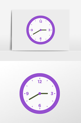 卡通紫色钟表插画元素图片
