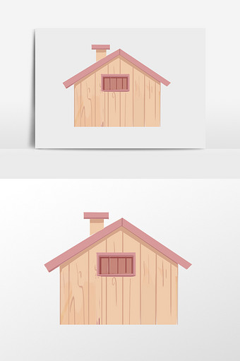 手绘小木屋插画元素图片