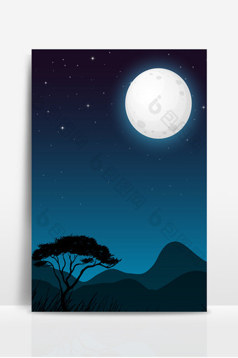 夜晚星空月亮山峰背景图片