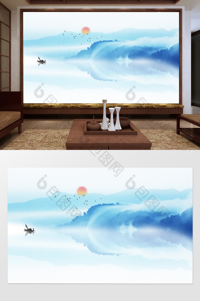 飞鹤仙鹤山水装饰画图片