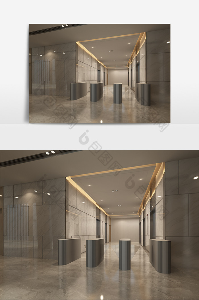 现代风格电梯间入口设计模型图片图片