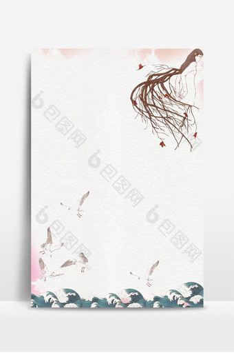 树枝翅膀海浪海鸥背景图片