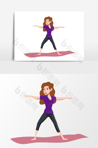 卡通女人瑜伽矢量元素图片