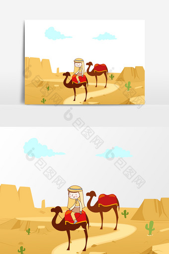 卡通沙漠骆驼矢量元素图片