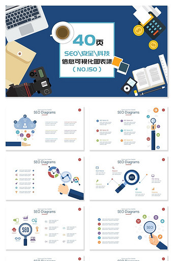 40页SEO安全科技信息可视化PPT图表图片