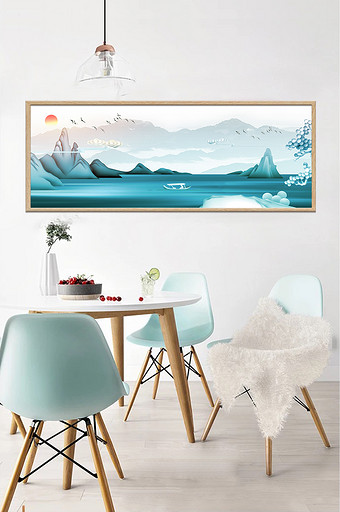 新中式山水唯美意境风景装饰画图片