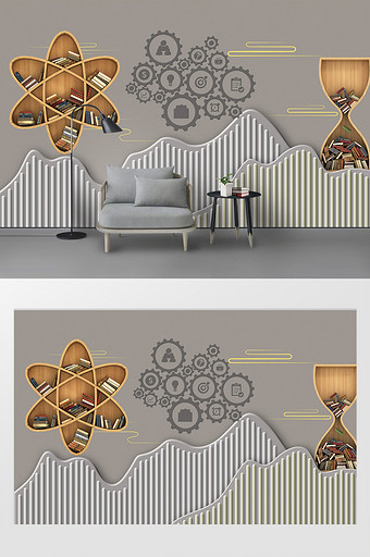 艺术创新创意书架工装背景墙图片