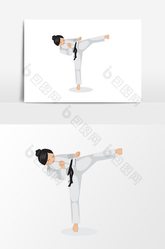 手绘跆拳道设计元素图片