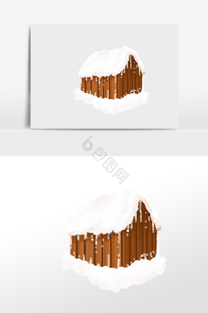 冬天里的木房子插画图片
