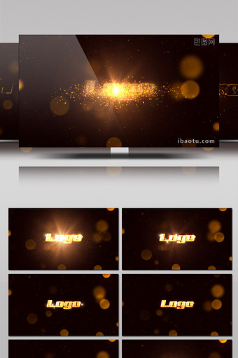 光斑闪耀粒子星光黑金标志片头动画AE模板图片