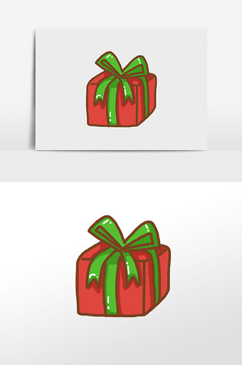 绿色简约可爱手帐圣诞绿色礼物盒元素图片