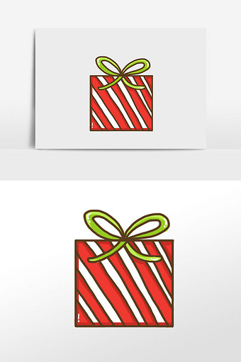 红色简约可爱手帐圣诞简约礼物盒元素图片