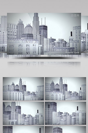 黑白炫酷城市手绘效果展示合成视频素材图片