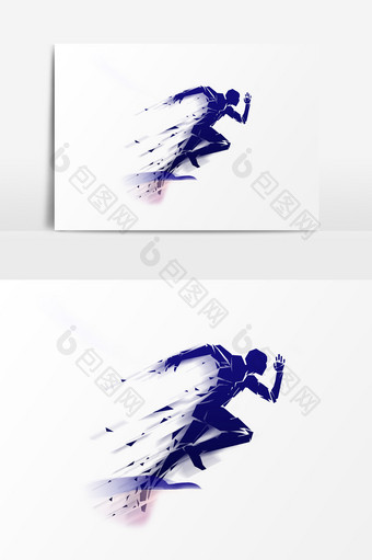 创意奔跑的蓝色商务人士PSD素材图片