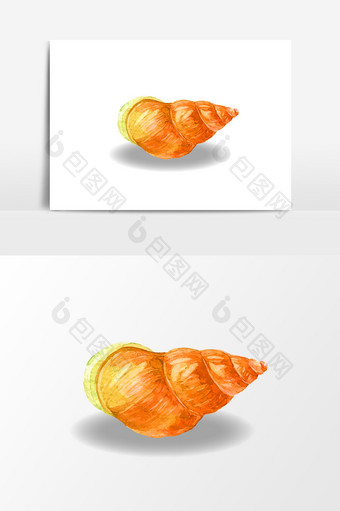 卡通橘色海螺矢量元素图片