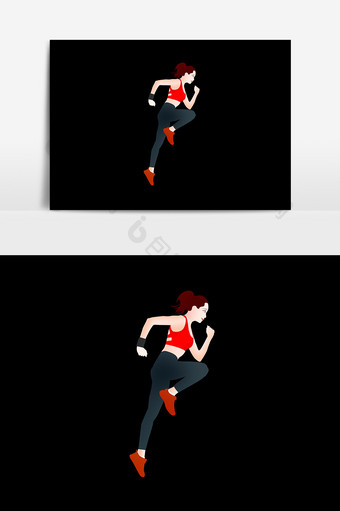 卡通跑步人物设计元素图片