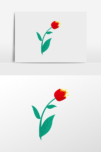 手绘小红花的插画元素图片