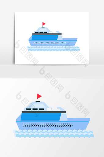 手绘游轮轮船设计元素图片