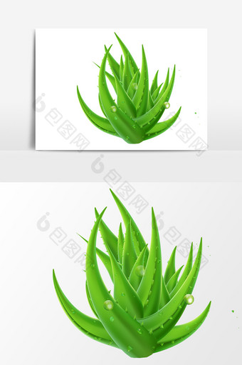 卡通绿色植物芦荟元素图片