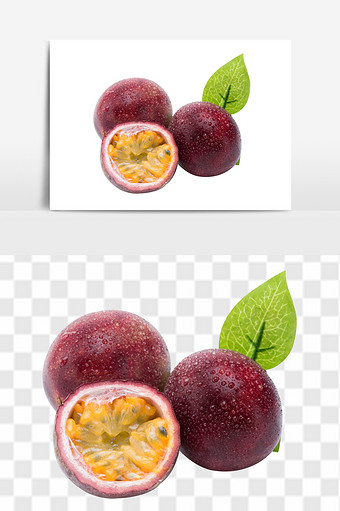 新鲜营养百香果元素图片