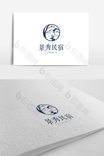文艺风景特色民宿旅游标志logo设计图片