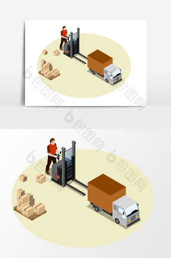 卡通货物运送元素图片