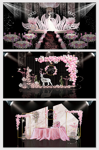 甜美香槟粉色梦幻婚礼效果图图片